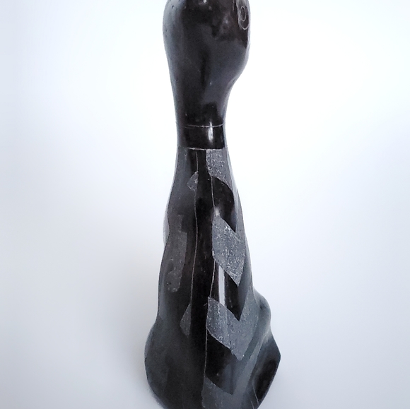 Black Clay Cat Figure, Vintage Mexican Pottery, Vtg Folk Art, Hand Etched Design - Picture 4 of 8